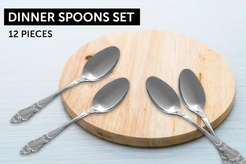 Miniatura 3 de DecorRack 12 cucharas de cena, cucharas de acero inoxidable de grado alimenticio, 7.5 pulgadas, cubiertos para el hogar, restaurante, lavavajillas