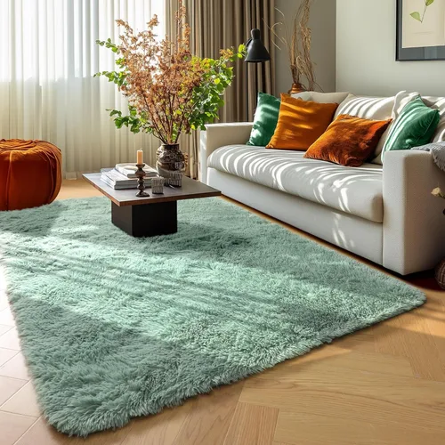 Miniatura 47 de PAGISOFE Alfombras esponjosas de dormitorio de 4 x 6 pies, color negro, alfombra moderna para sala de estar, alfombra lanuda para interiores