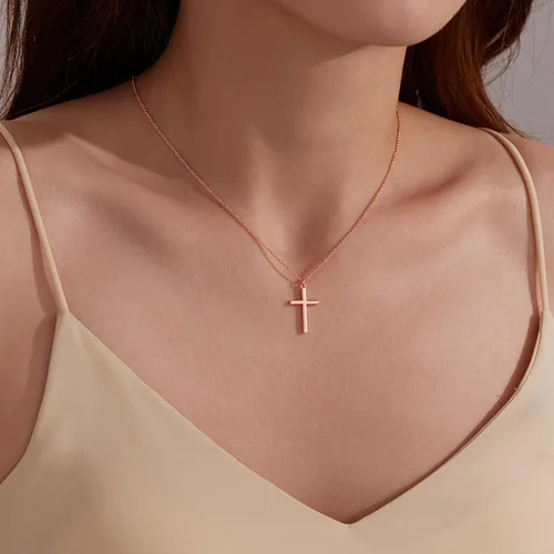 Miniatura 56 de Collar de cruz para mujeres y niñas, delicado chapado en oro de 14 quilates, gargantilla con dije de cruz que no se deslustra, impermeable, moderno