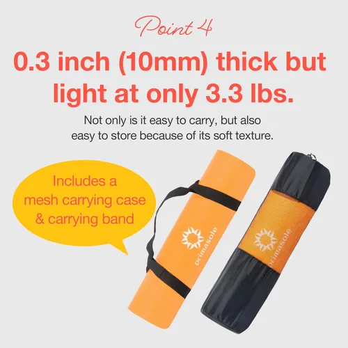 Miniatura 5 de Primasole Esterilla de yoga ecológica de 1/2 pulgada antideslizante para yoga, pilates, fitness en casa y gimnasio, 4 colores con funda