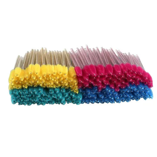 Miniatura 9 de 200 unidades/paquete de cepillos desechables para pestañas – Varitas aplicadoras de cejas – 4 colores de cabeza de cepillo flexible (negro)