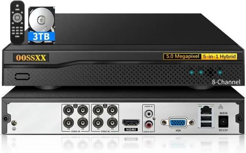 8 canales 5.0MP HD capacidad híbrida 5-en-1 Grabadora de vídeo digital AHD/analógica/TVI/CVBS/IP sistema de seguridad de videovigilancia grabadora