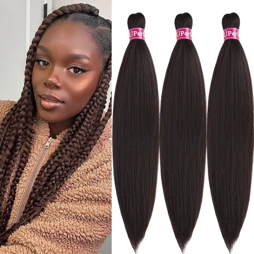 Miniatura 24 de Black Braiding Hair Pre Stretched 16 Inch Black Hair Extensions For Braiding Hypoallergenic Pre-stretched Braiding Hair Natural Knotless Crochet
