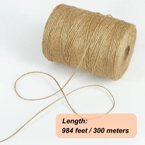 Miniatura 4 de Tenn Well Cordel de yute natural, 984 pies, 2 capas, 0.039 pulgadas, cuerda fina de color marrón para manualidades, ganchillo, envoltura de regalos