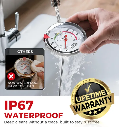 Miniatura 3 de BOMATA Termómetro de caramelo con clip para olla, uso manos libres, impermeable IP67 y pantalla de 2.5 "Termómetro de aceite para freír