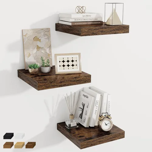 Miniatura 88 de Fun Memories Estantes flotantes de 12 pulgadas de profundidad, estantes de pared de madera de 16 x 12 pulgadas, estante de almacenamiento rústico