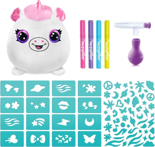 Miniatura 12 de Canal Toys Personaliza el unicornio de peluche esponjoso mediano con aerógrafo. Decora, lava, repite. Personaliza tu propia felpa de arte en aerosol