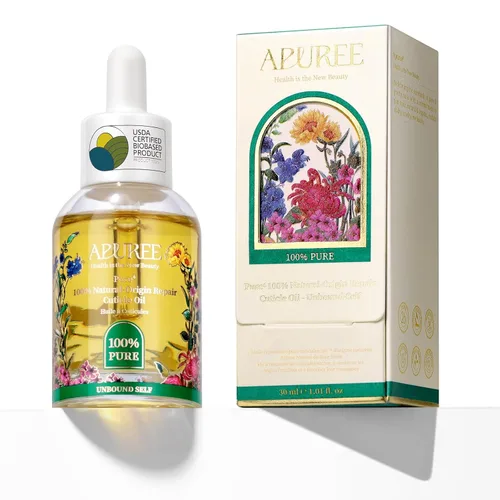 Apuree Aceite de cutícula de base biológica de 1 onza: 100% puro | Humedad profunda para cutículas dañadas | Extracto de rosa negra | Aceite