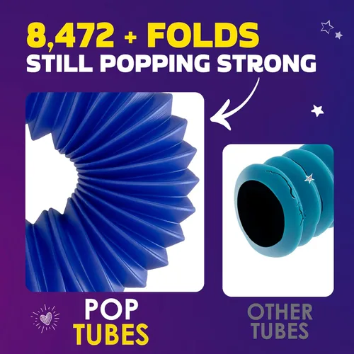 Miniatura 3 de Nutty Toys Tubos Pop - Paquete grande de 8 juguetes sensoriales - Aprendizaje STEM creativo para niños y niños pequeños - ¡Conecta y revienta! Los