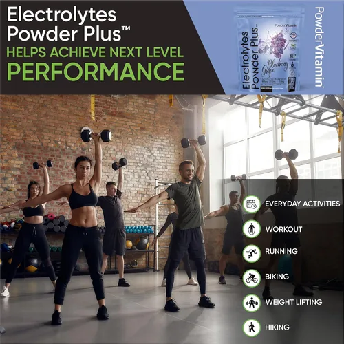 Miniatura 5 de Electrolitos Powder Plus (100 porciones) Polvo de electrolitos de Arándano y Uva Sin Azúcar, Keto, 0 azúcar, Sin Maltodextrina, 1000 mg de potasio