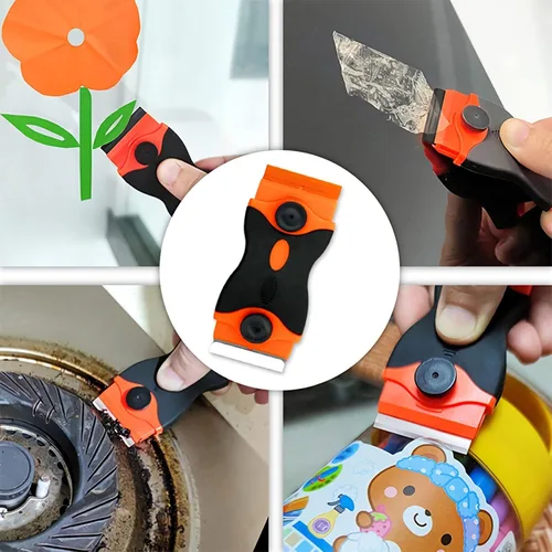 Miniatura 3 de Rascador de hoja de afeitar, herramienta 2 en 1 de doble filo con 20 cuchillas de afeitar, raspador multiusos de limpieza de pintura para vidrio