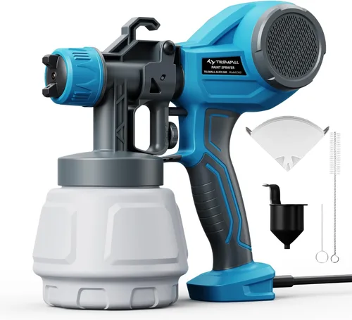 Tilswall - Pulverizador de pintura, pistola de pintura en aerosol ligera con contenedor de 1000ml, pistola de pulverización eléctrica de alta