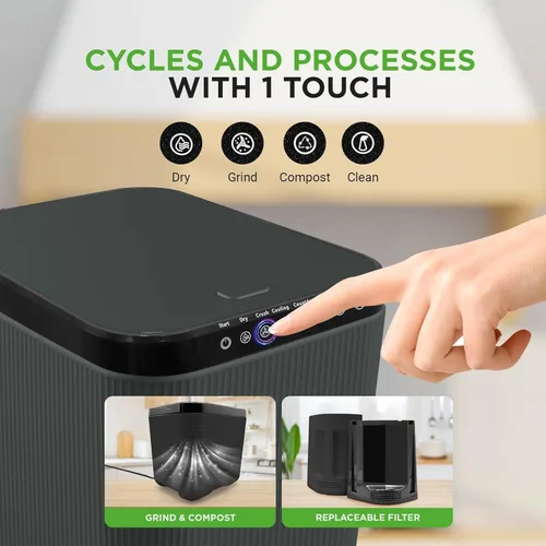 Miniatura 2 de Nutrichef Compostador eléctrico de cocina de 3 litros – Material orgánico de compostaje y restos de comida Papelera automática de abono para Blanco