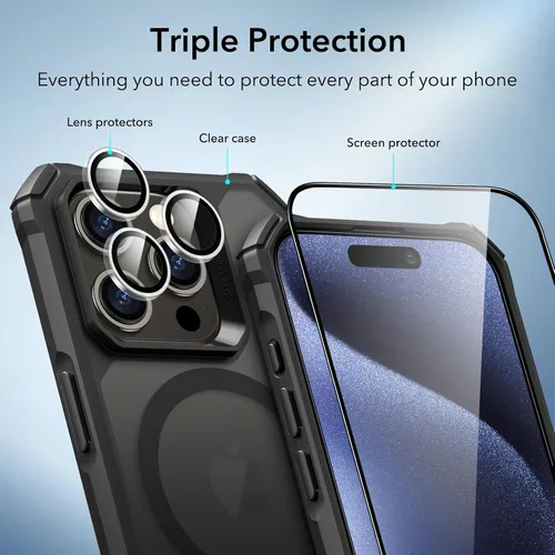 Miniatura 6 de ESR Funda para iPhone 15 Pro, compatible con MagSafe, protección de grado militar, esquinas de protección de aire a prueba de golpes, parte trasera