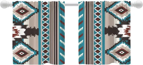 Miniatura 44 de Shrahala Art Nouveau Floral Pattern Blackout Curtain Tiers, Delicate Vine and Flower Design Kitchen Valance Light Blocking Tier Drapes with Rod