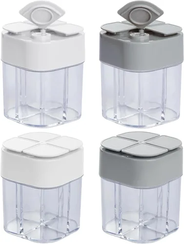 Paquete de 4 saleros y pimenteros 4 en 1, contenedor de especias de viaje, coctelera de condimentos para caravana, tarros de condimentos con tapa,