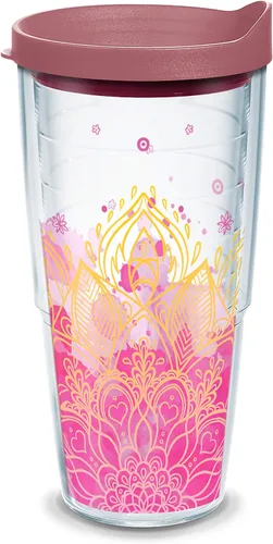 Miniatura 10 de Tervis Vaso aislado de doble pared hecho en Estados Unidos con aislamiento de flor de loto de yoga mantiene las bebidas frías y calientes, 16 onzas