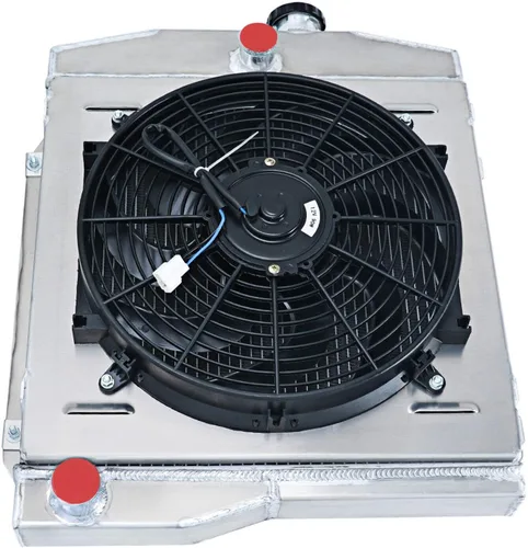 Miniatura 7 de Radiador de aluminio con núcleo de 3 filas para Jeep CJ3 CJ5 CJ6 DJ5 DJ6 1955 Willys 1955 Todos los radiadores de aluminio+ventilador