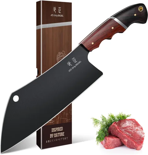 Miniatura 11 de DRGSKL Santoku - Cuchillo de chef japonés de 7 pulgadas para pescado, cuchillo Bunka para carne, cuchillo Kiritsuke para verduras, cuchillos negros
