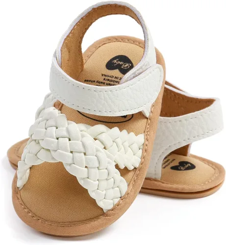 Miniatura 4 de COSANKIM Sandalias de bebé niña suela de goma verano al aire libre bebé primer caminante cuna vestido zapatos bebé sandalias, 06 blanco