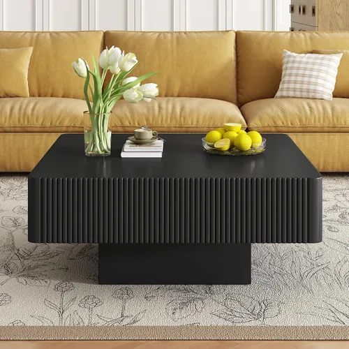 Miniatura 22 de Mesa de Centro con Tapa Elevable Mesas de Centro Cuadradas para Muebles de Sala de Estar Acanalada Pequeña con Gran Centro de Almacenamiento Oculto