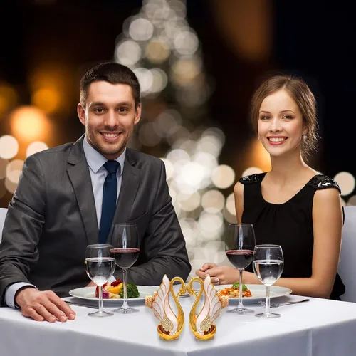 Miniatura 9 de Soporte de base de cisne con 6 cucharas de postre de café, organizador de cucharas de café de metal, cucharadita de fruta, postre, cubiertos