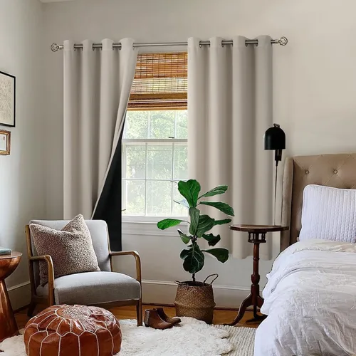 Miniatura 2 de BGment Cortinas 100% opacas con aislamiento térmico para dormitorio con forro negro, doble capa, oscurecimiento de toda la habitación, reducción