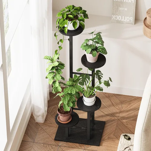 Miniatura 5 de Soporte para plantas de 5 niveles para interiores, estante esquinero para plantas, organizador de estantes para plantas, soporte de flores