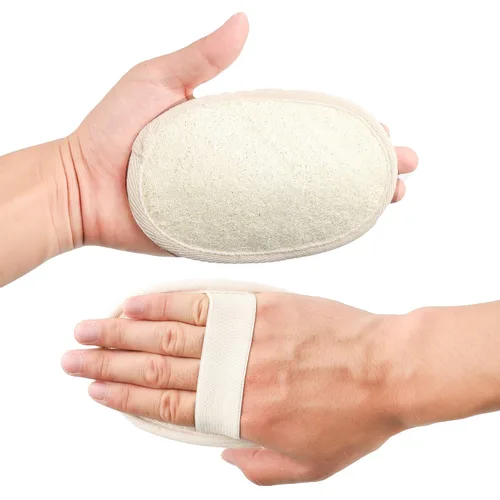 Miniatura 3 de 10 unidades de almohadillas exfoliantes de esponja de luffa - Luffa natural y tela de rizo, estropajos corporales para ducha y baño Mooerca 1