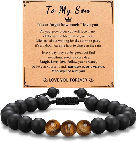 Miniatura 10 de Pulsera de Hombre UNGENT THEM de Piedra Natural, Regalo de Graduación, Cumpleaños, Navidad, San Valentín para Adolescentes, Hijo, Papá, Hermano