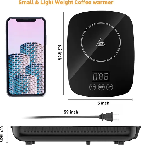 Miniatura 3 de YEOSEN Calentador de taza de café, calentador de taza de café mejorado con 3 ajustes de temperatura, calentador de bebidas de temperatura ajustable