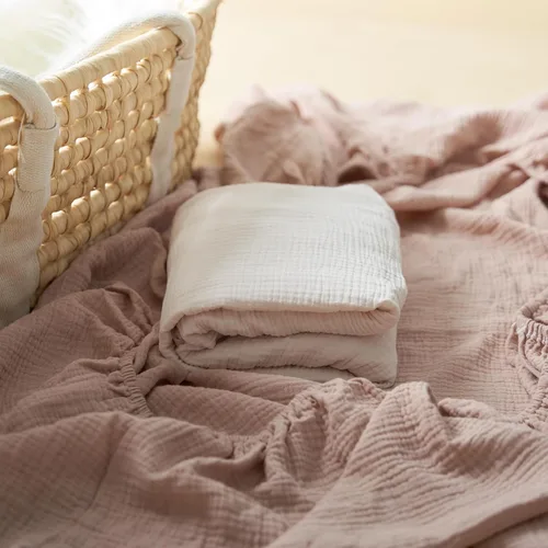 Miniatura 5 de Meracorallo Sábana bajera ajustable de muselina para cuna, suave y transpirable, para colchones estándar para cuna y niños pequeños (niebla)