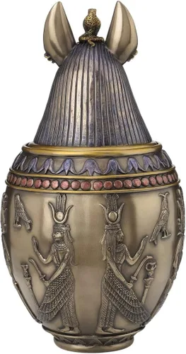 Miniatura 8 de Tarro canopic de urna conmemorativa de perro Anubis egipcio raro