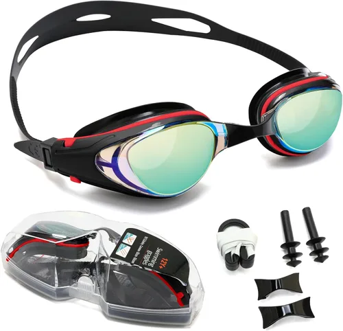Miniatura 9 de Body+ Gafas de natación para miopes, gafas de natación con lentes ópticas con espejo/sin espejo para miopía, antivaho para hombres y mujeres adultos