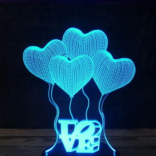 Miniatura 2 de Globo de amor romántico 3D acrílico para base de lámpara LED (solo acrílico. Base LED se vende por separado)