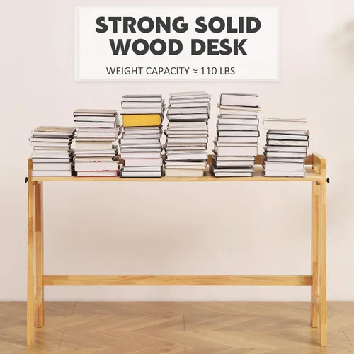 Miniatura 9 de Escritorio plegable de madera maciza, mesa moderna de mediados de siglo, escritorio plegable para computadora de escritura de 47 pulgadas