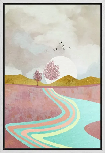 Miniatura 12 de SIGNFORD Lienzo enmarcado para pared, camino del desierto con cactus, naturaleza silvestre, ilustraciones modernas, arte decorativo, rústico