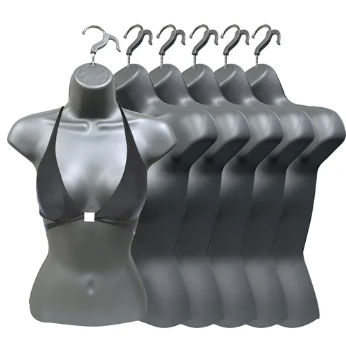 Miniatura 9 de Maniquí femenino con espalda hueca y cuerpo apilable con ganchos para colgar para exhibición de camisetas, encimera, ferias de manualidades, fotos