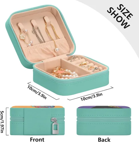 Miniatura 5 de Joyero de viaje pequeño pequeño organizador de joyas para anillos, aretes, collares, niñas, mujeres, hombres, mujeres afroamericanas