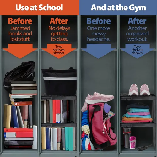 Miniatura 3 de Estante Organizador de Taquilla, Ancho y Altura Ajustable, Ideal para Taquillas de Escuela, Oficina y Gimnasio (Paquete de 2, Magenta)