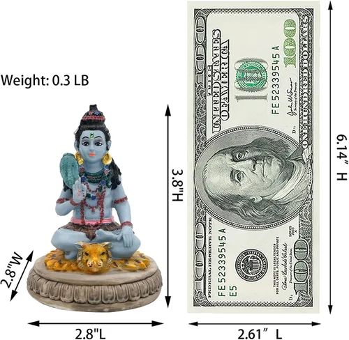 Miniatura 6 de alikiki Estatua hindú de Dios Señor Shiva – 3.8 pulgadas de alto, ídolo indio Shiva para decoración de tablero de automóvil, artículo de Diwali