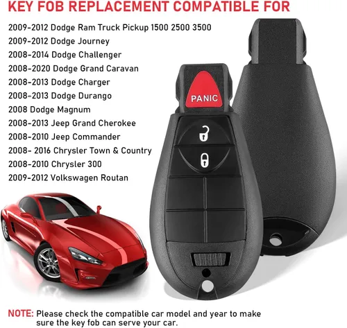 Miniatura 3 de Llavero de 3 botones para Dodge Charger, RAM 1500 2500 3500, Challenger, Grand Caravan, Magnum, Chrysler Town & Country, Jeep, control remoto
