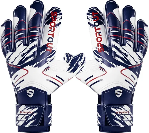 Miniatura 19 de Sportout Guantes de portero para jóvenes y adultos, agarre fuerte para las paradas más difíciles, con protección en los dedos y látex de 4+3MM