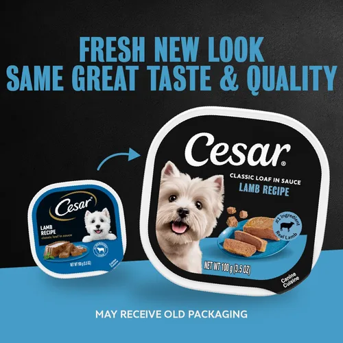 Miniatura 2 de Cesar - Comida húmeda clásica para perros en salsa con receta de cordero, bandejas fáciles de pelar de 3.5 onzas, 24