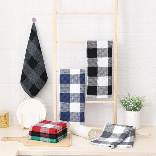 Miniatura 8 de Homaxy - Trapos de cocina 100% de algodón, tejido gofre a cuadros, 13 x 28 pulgadas, toallas súper suaves y absorbentes para secar platos, paquete