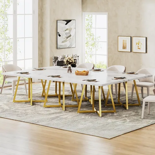 Miniatura 25 de Tribesigns Mesa de comedor cuadrada para 2, mesa de comedor industrial de 31.5 pulgadas con base de metal, mesa de cocina para comedor, espacio