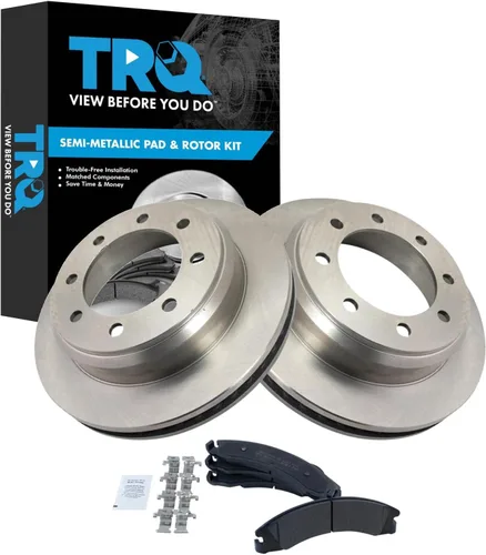 Miniatura 22 de TRQ Juego de pastillas de freno semimetálicas traseras y rotores compatibles con Chevrolet Trailblazer 02-06 Trailblazer EXT 04-06 SSR 02-07 GMC