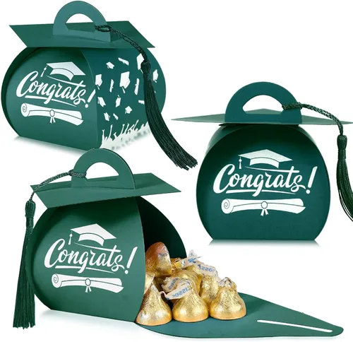 Miniatura 13 de TaoBary 30 cajas de dulces con tapa de graduación 2026, cajas de graduación de graduación, regalos de fiesta con borlas centros de mesa para Rojo