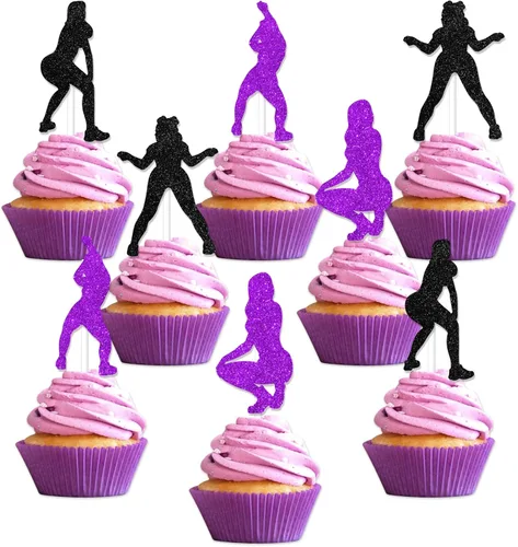 Miniatura 7 de Cheereveal 24 piezas de adornos para cupcakes de fiesta Twerk para niñas y mujeres, palillos de sombrero, fiesta mexicana, temática divertida