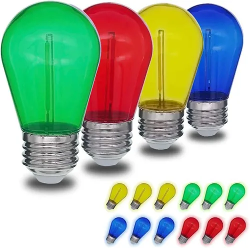 Miniatura 10 de Jslinter Bombillas LED de cadena de colores, bombillas S14 de plástico de 1 vatio para reemplazo de luces de cadena de Navidad, inastillables, base